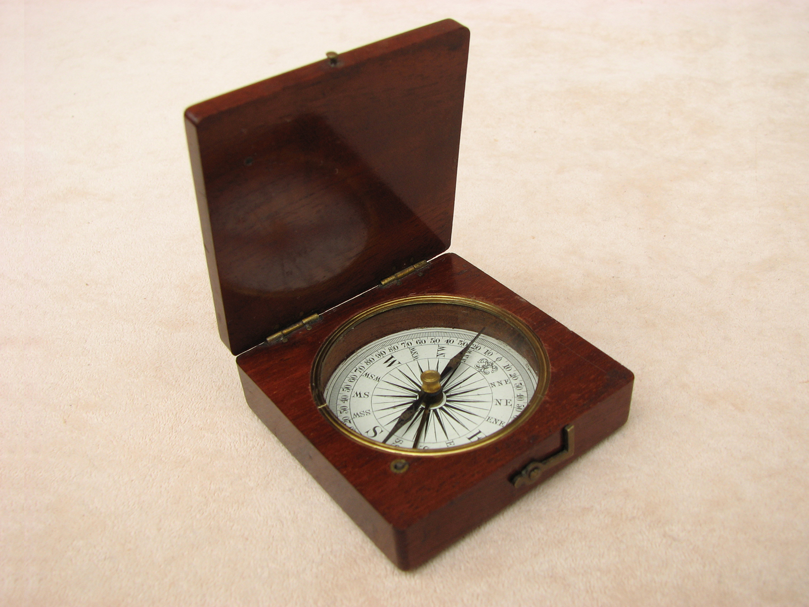 19th century Francis Barker mahogany cased pocket compass
